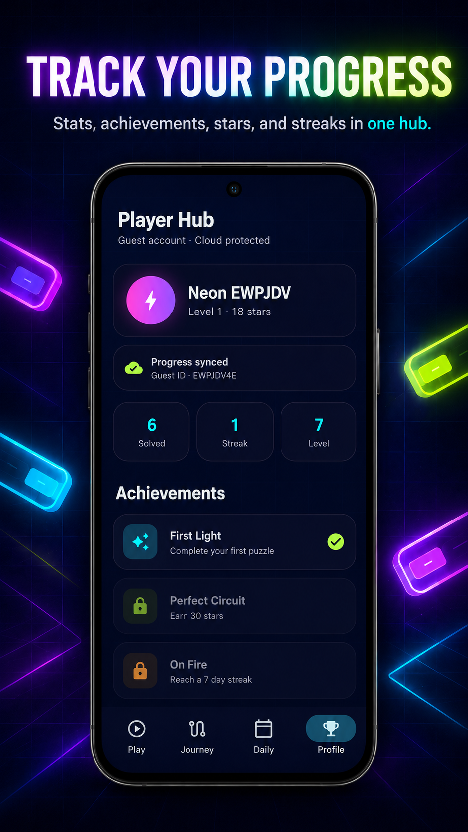 Sort Rush player progress and achievements