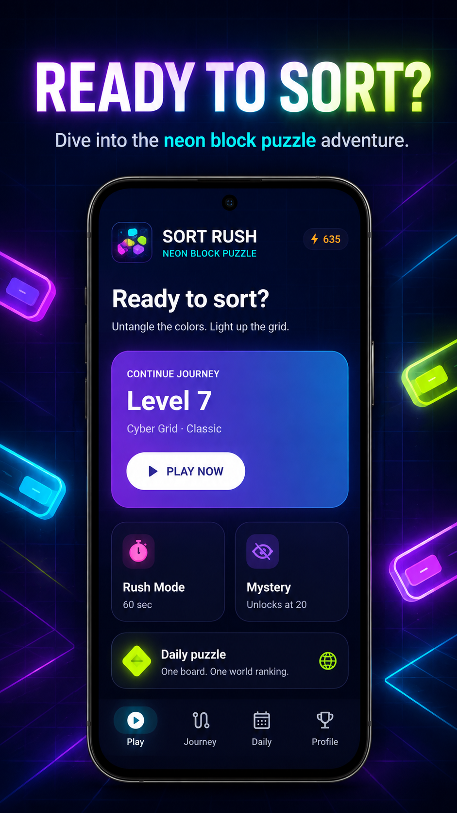 Sort Rush home screen